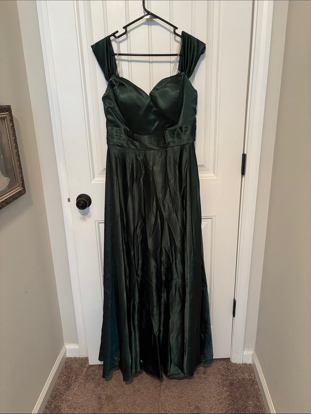 Dark Green Satin A-Line Evening Dress